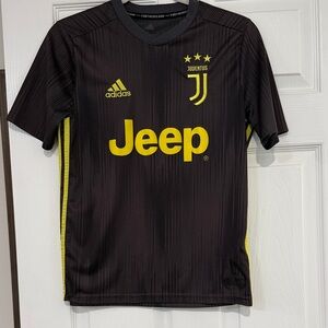 adidas Black and Yellow Juventus Football Jersey with Jeep Logo